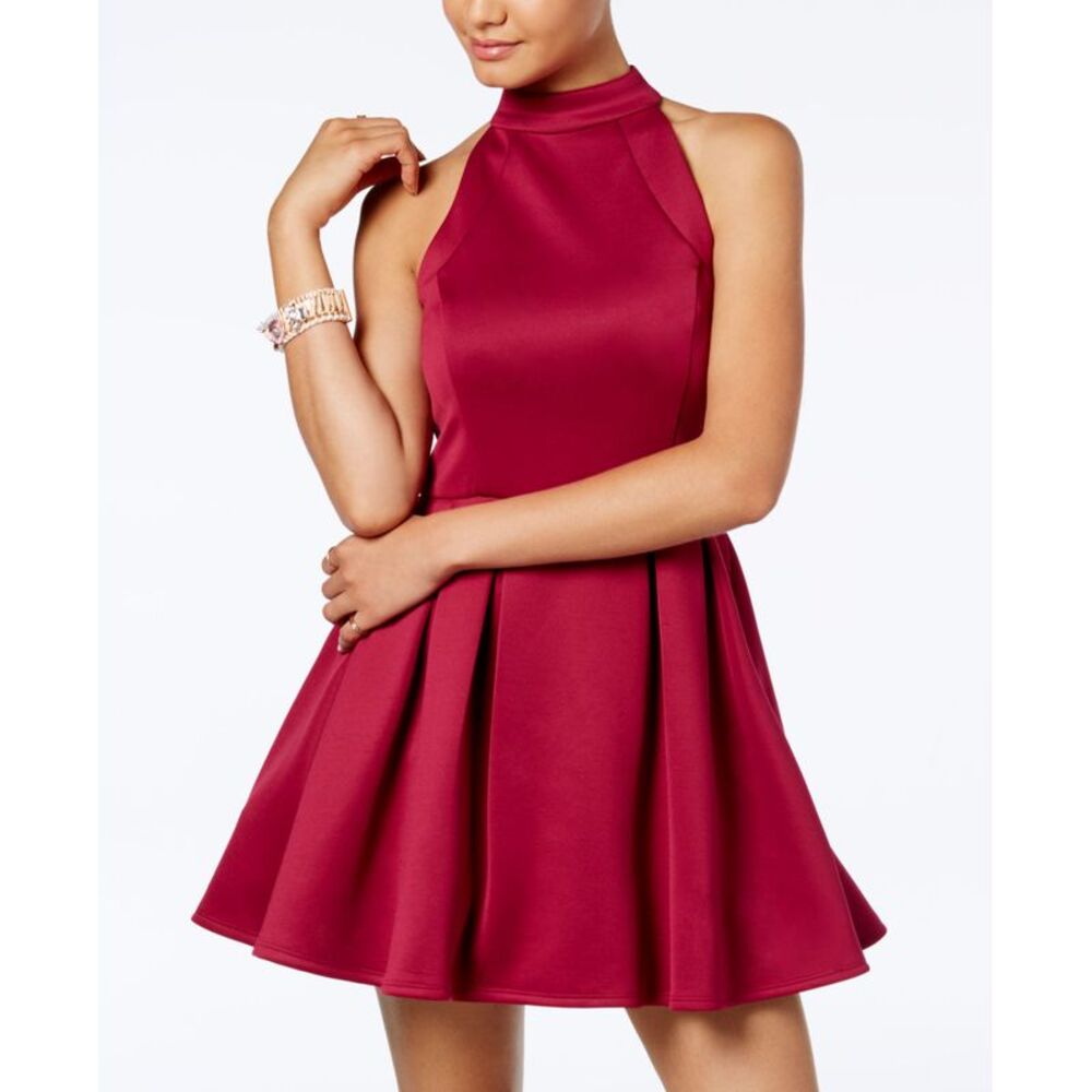 Crystal Doll Juniors Illusion Scuba Fit Flare Dress